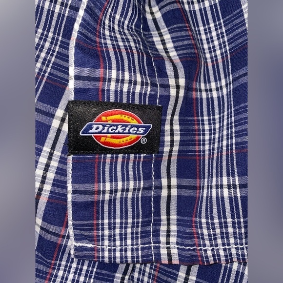 Dickies Work Plaid Collared Men L Button Short Sleeves Shirt Casual Relax Fit‎ - Picture 5 of 7